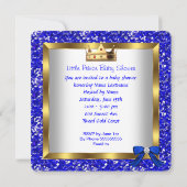 Invitation Baby shower Cute Boy Prince Royal Blue Chaussure 2 (Dos)