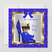 Invitation Baby shower Cute Boy Prince Royal Blue Chaussure 3 (Devant)