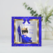 Invitation Baby shower Cute Boy Prince Royal Blue Chaussure 6 (Debout devant)