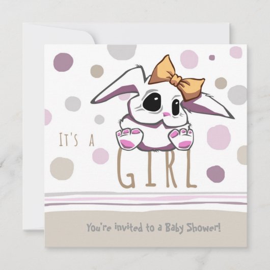 Invitation Baby shower Cute Bunny (Devant)