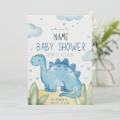 Invitation Baby shower Cute Dinosaur (Debout devant)