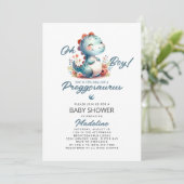 Invitation Baby shower Cute Dinosaur Preggosaurus (Debout devant)
