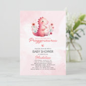 Invitation Baby shower Cute Dinosaur Preggosaurus (Debout devant)