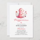 Invitation Baby shower Cute Dinosaur Preggosaurus (Devant)