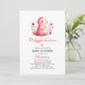 Invitation Baby shower Cute Dinosaur Preggosaurus (Debout devant)