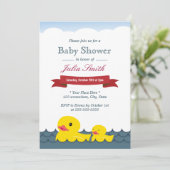 Invitation Baby shower Cute en caoutchouc Canards (Debout devant)