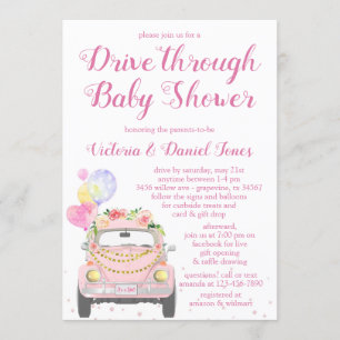 Invitation Baby Shower Cute en voiture