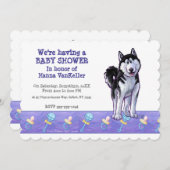 Invitation Baby shower Cute Husky (Devant / Derrière)