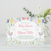 Invitation Baby shower Cute Llama Fiesta (Debout devant)