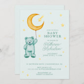 Invitation Baby shower | Cute lune d'ours aquarelle (Devant / Derrière)