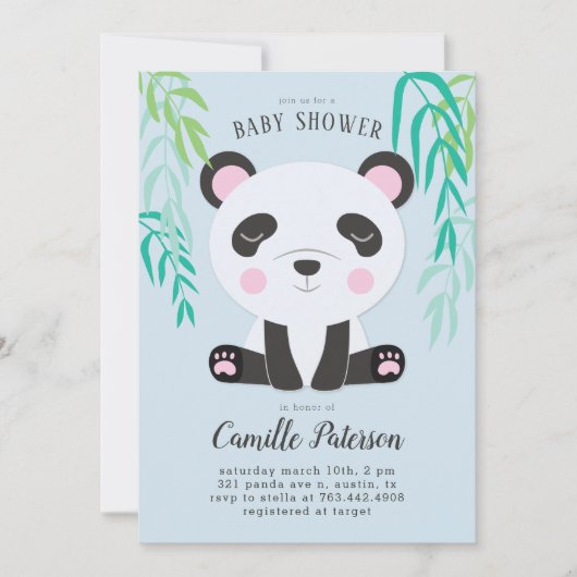 Invitation Baby shower Cute Panda (Devant)