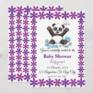 Invitation Baby shower Cute panda