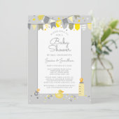 Invitation Baby Shower Cute par courrier Jaune Gris Moderne (Debout devant)