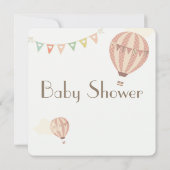 Invitation Baby shower Cute Pastel Bunting & Hot Air (Dos)