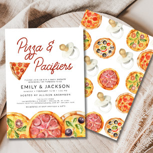 Invitation Baby shower Cute Pizza & Pacificateurs