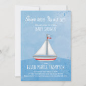 Invitation Baby shower Cute Sailboat QR Code Social Media (Devant)