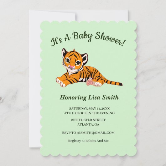 Invitation Baby shower Cute Tiger Cub (Devant)