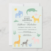 Invitation Baby shower | Cute Wildlife Baby Animaux (Devant)