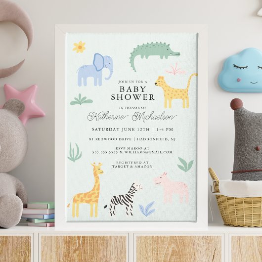Invitation Baby shower | Cute Wildlife Baby Animaux