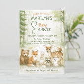 Invitation Baby Shower Cute Woodland Baby Animals (Debout devant)