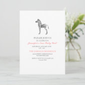 Invitation Baby shower Cute Zebra (Debout devant)