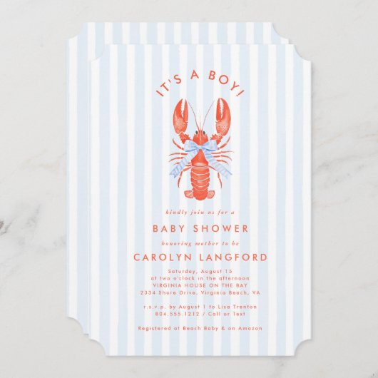 Invitation Baby shower Cutie Côtière (Devant / Derrière)