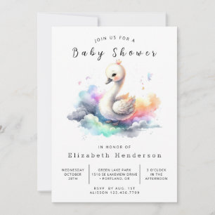 Invitation Baby shower cygne en ligne Whimsical