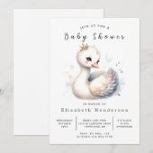 Invitation Baby shower cygne moderne à imprimer (Devant / Derrière)