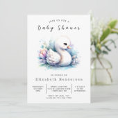 Invitation Baby Shower Cygne Numérique Chic (Debout devant)