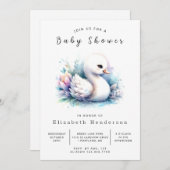 Invitation Baby Shower Cygne Numérique Chic (Devant / Derrière)