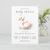 Invitation Baby shower cygne numérique moderne (Debout devant)