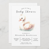 Invitation Baby shower cygne numérique moderne (Devant / Derrière)