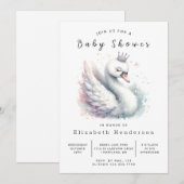 Invitation Baby shower cygne numérique moderne (Devant / Derrière)
