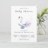 Invitation Baby shower cygne numérique moderne (Debout devant)