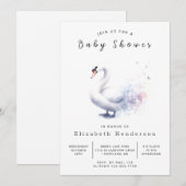 Invitation Baby shower cygne numérique moderne (Devant / Derrière)