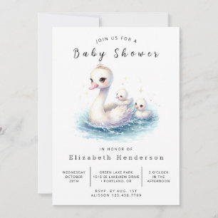 Invitation Baby shower cygne numérique neutre pour les femmes