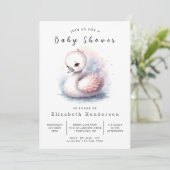 Invitation Baby shower cygne numérique rustique (Debout devant)