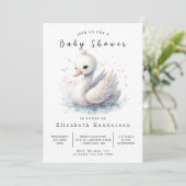 Invitation Baby shower cygne personnalisé chic (Debout devant)