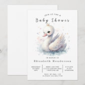 Invitation Baby shower cygne personnalisé chic (Devant / Derrière)