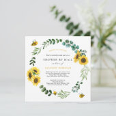 Invitation Baby shower d'abeille de tournesol par courrier (Debout devant)