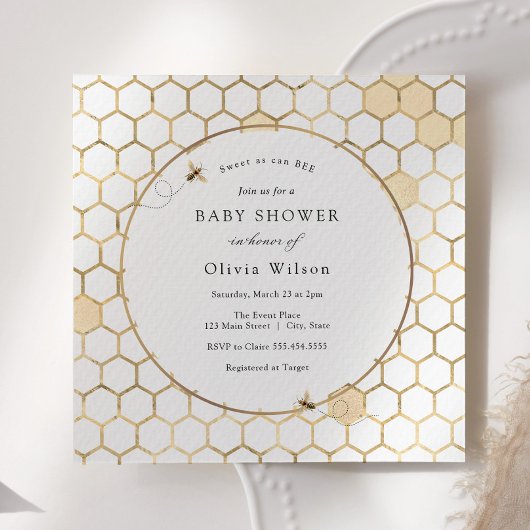 Invitation Baby shower d'Abeille d'or