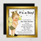 Invitation Baby shower d'abeilles (Devant / Derrière)