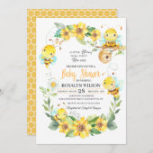 Invitation Baby shower d'abeilles (Devant / Derrière)