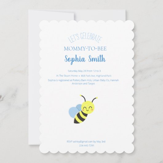 Invitation Baby shower d'abeilles (Devant)