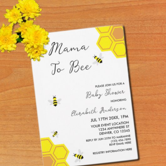 Invitation Baby shower d'abeilles