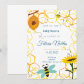 Invitation Baby shower d'abeilles (Devant / Derrière)