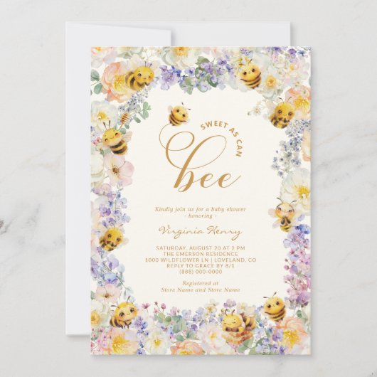 Invitation Baby shower d'abeilles (Devant)