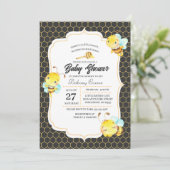 Invitation Baby shower d'abeilles (Debout devant)