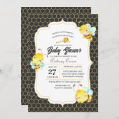 Invitation Baby shower d'abeilles (Devant / Derrière)