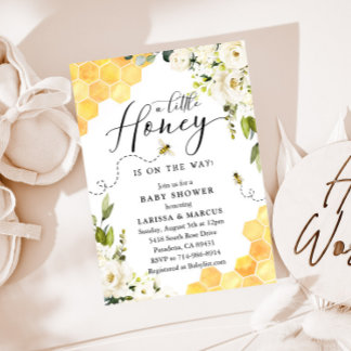 Invitation Baby shower d'abeilles à miel blanc